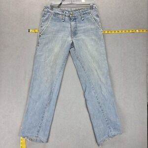 VTG Levis Engineered Jeans Womens Blue Twisted Zip Fly Altered Hem Fits 30x30